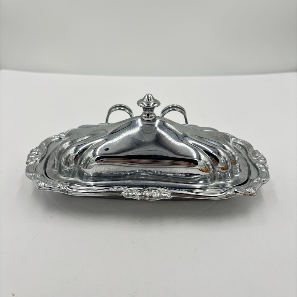 Vintage Farber Brothers Krome Kraf Silver Plated Covered Butter Dish